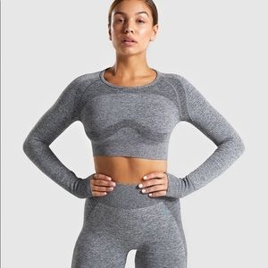 Gymshark Flex Long Sleeve Top - Charcoal Marl/Teal
